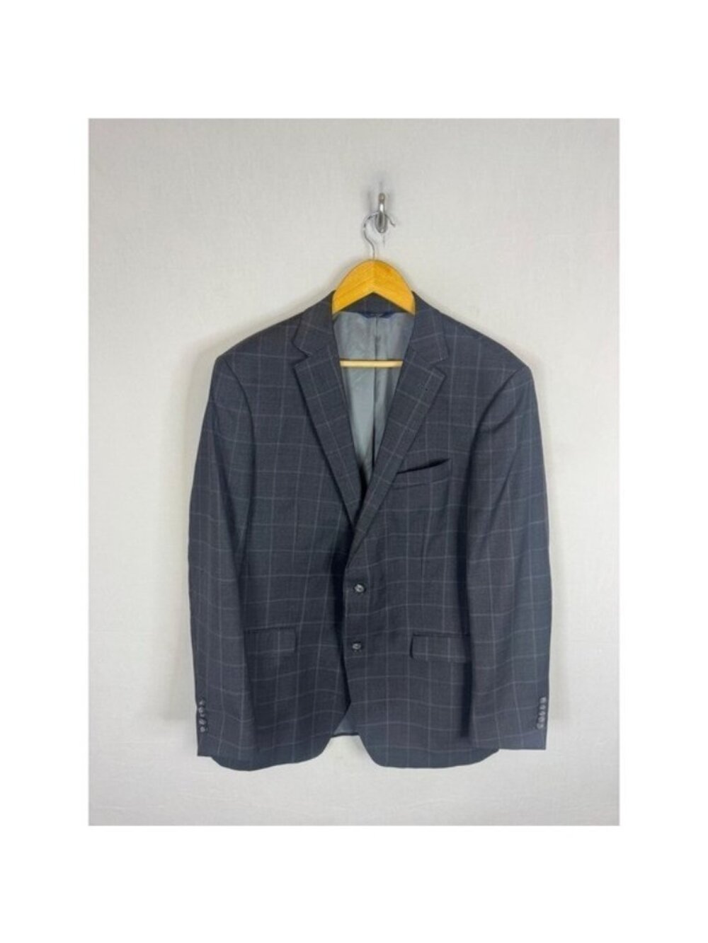 S. Cohen Montreal Positano Performance Blazer Charcoal Grey Windowpane 44R